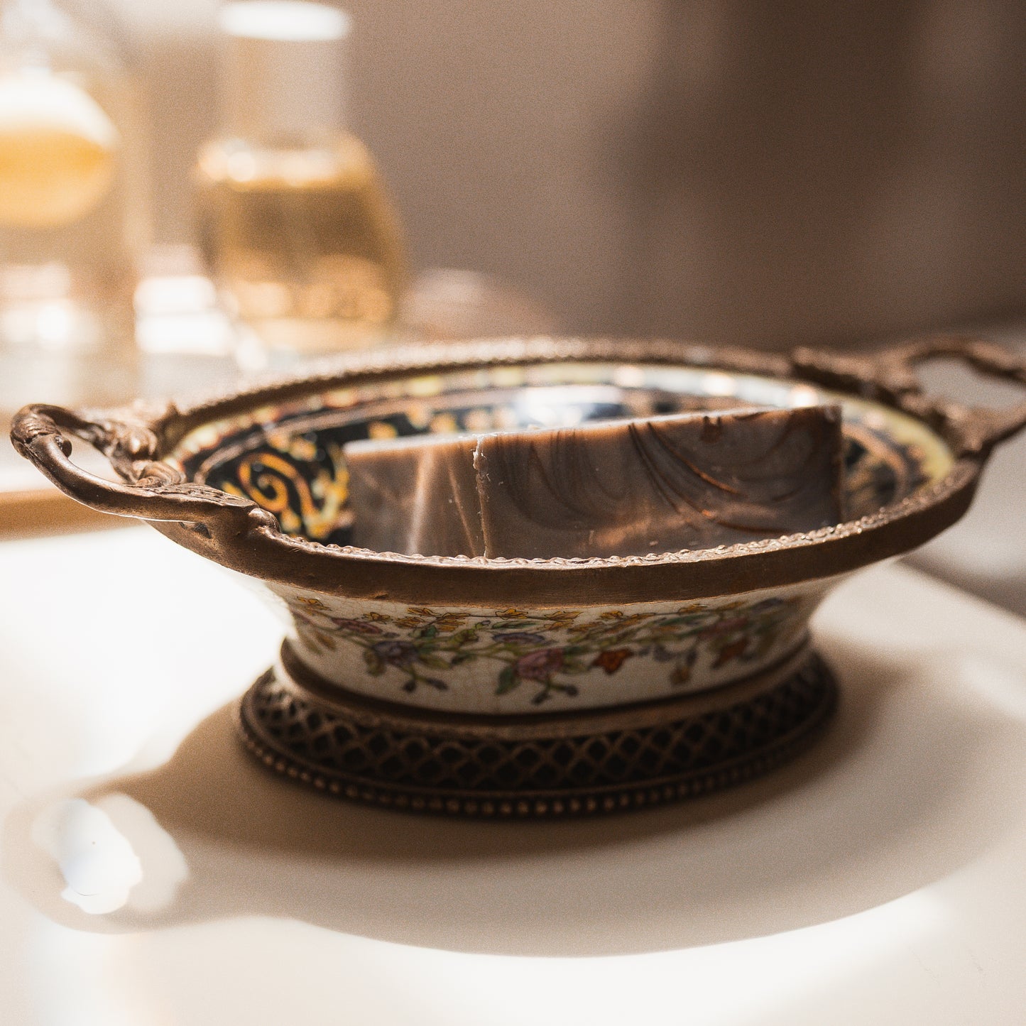 Cloisonné & Bronze Soap Dish