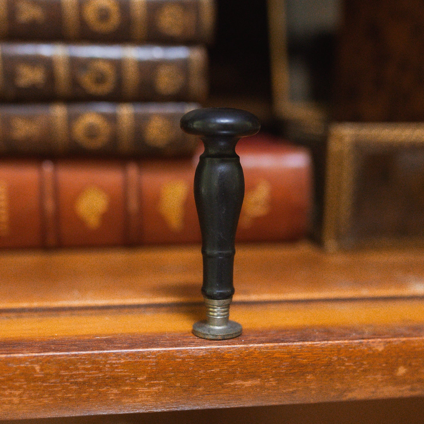 Antique Wood and Silver Wax Seal Stamp LF