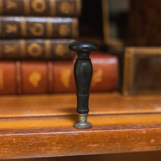 Antique Wood and Silver Wax Seal Stamp LF