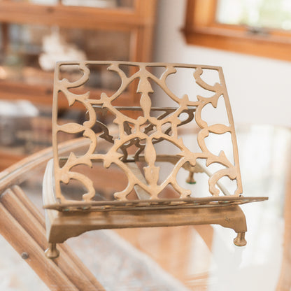 Antique Ornate Brass Adjustable Book Stand