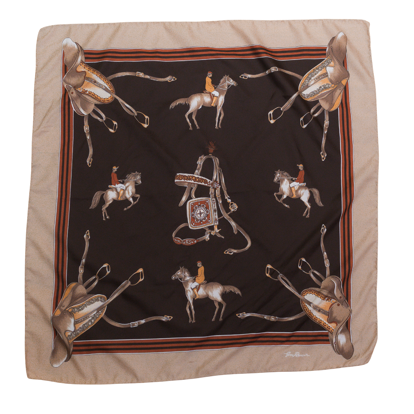 Vintage Equestrian Jim Renoir Scarf