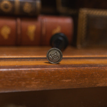 Antique Wood and Silver Wax Seal Stamp LF