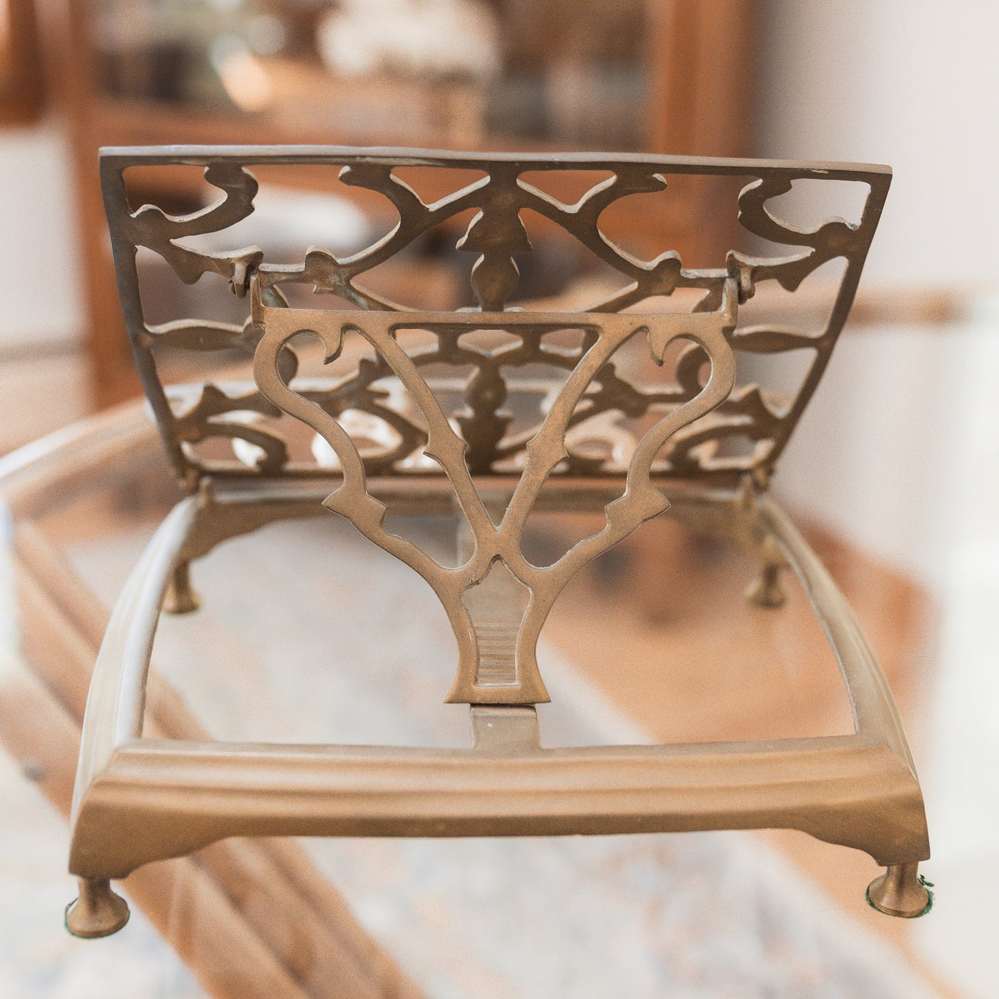 Antique Ornate Brass Adjustable Book Stand