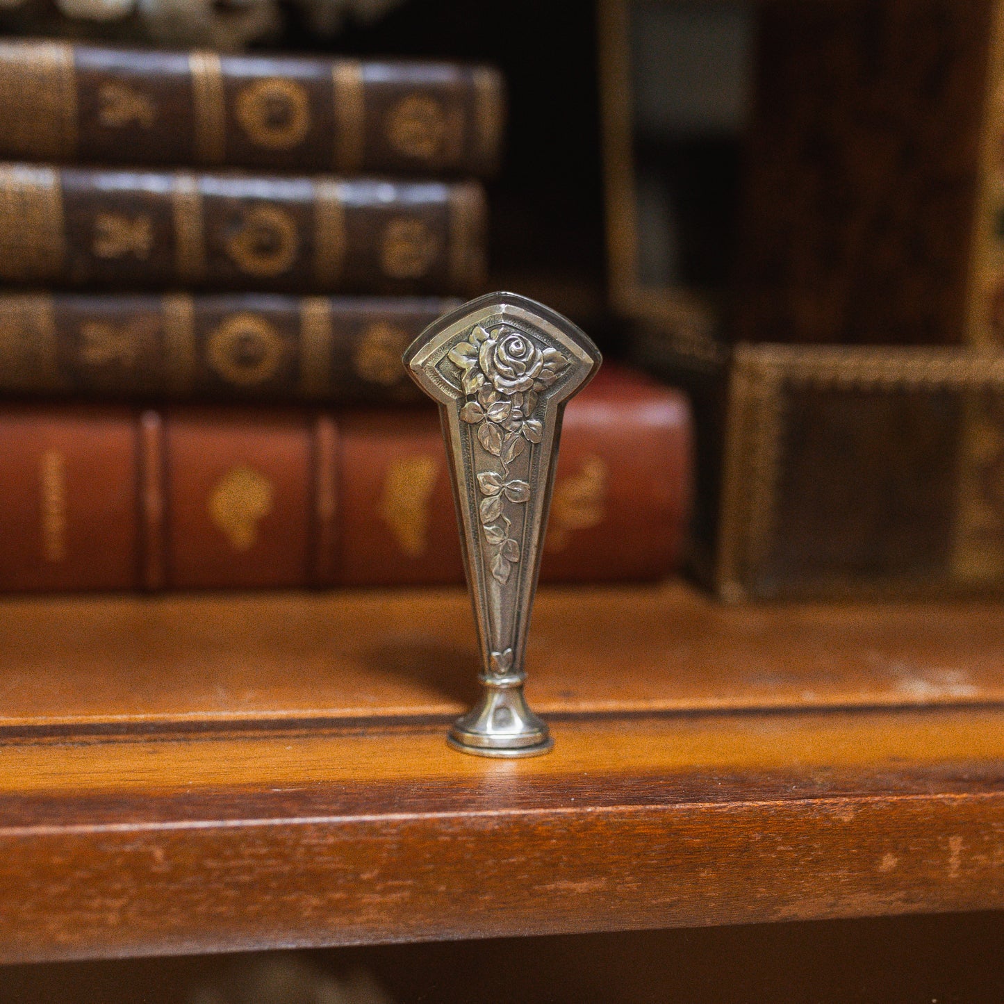 Antique Sterling Silver Floral Wax Seal Stamp