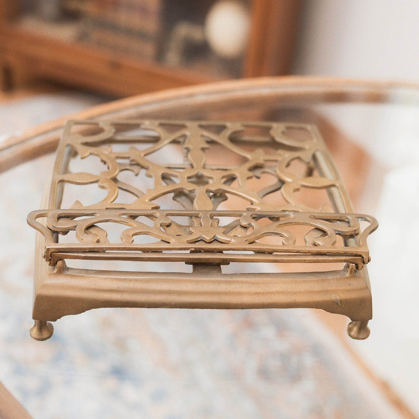 Antique Ornate Brass Adjustable Book Stand
