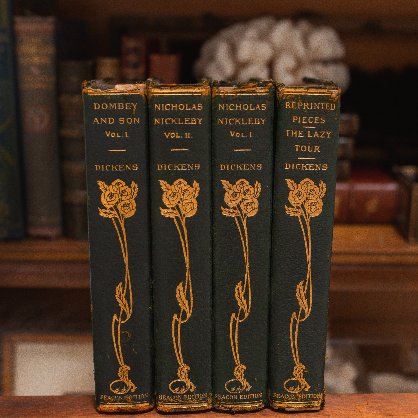 Set of 4 Antique Charles Dickens Books