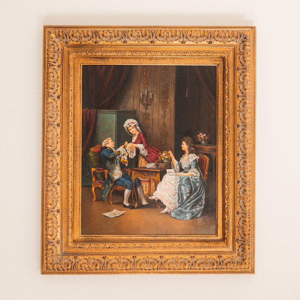 Vintage Parlor Oil Painting