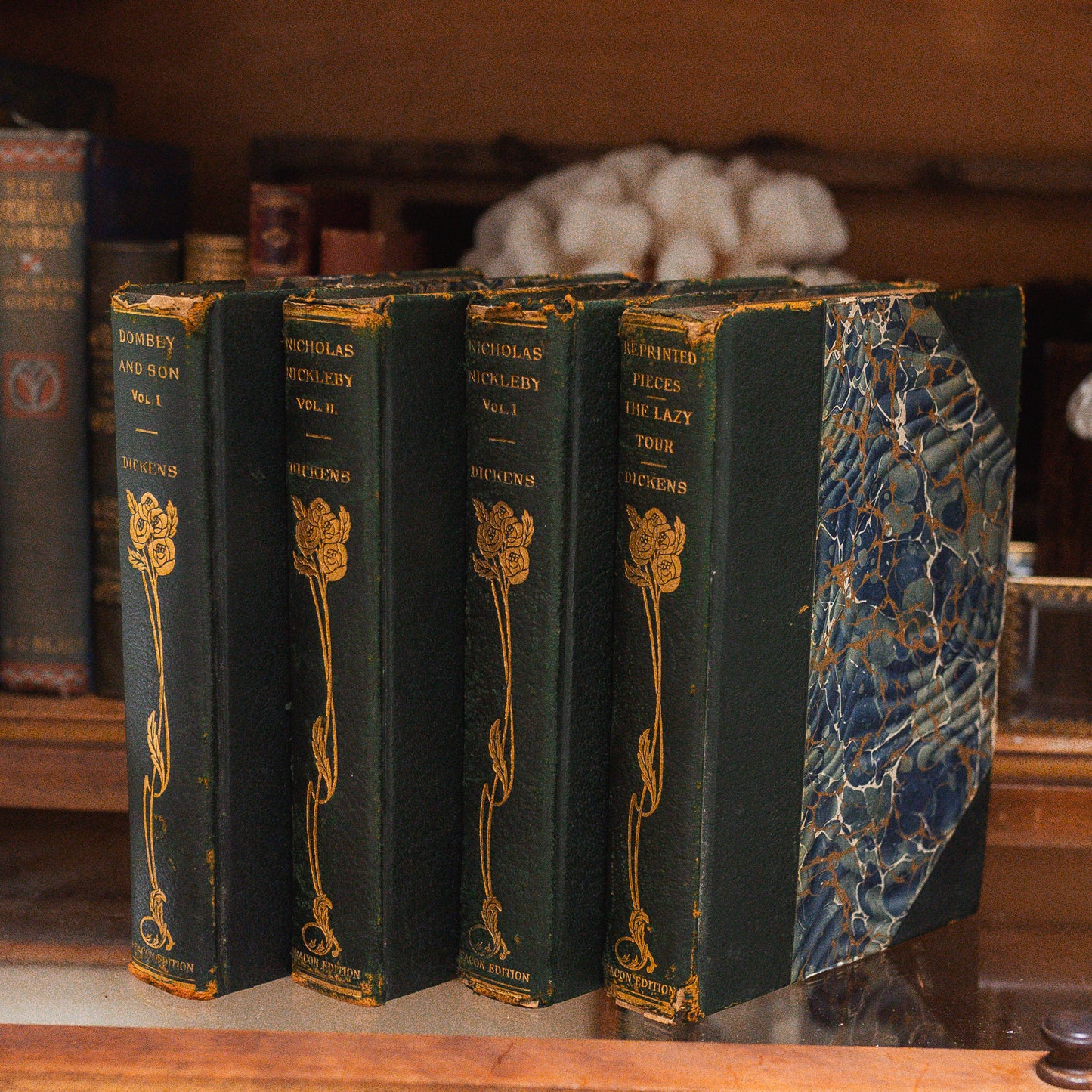 Set of 4 Antique Charles Dickens Books