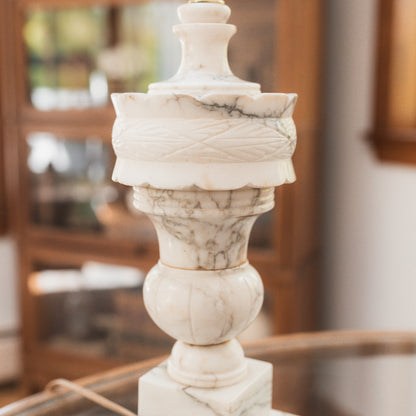 Vintage Alabaster Lamp with Brass Ball Finial