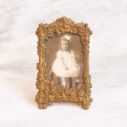 Antique Cast Metal Floral Frame