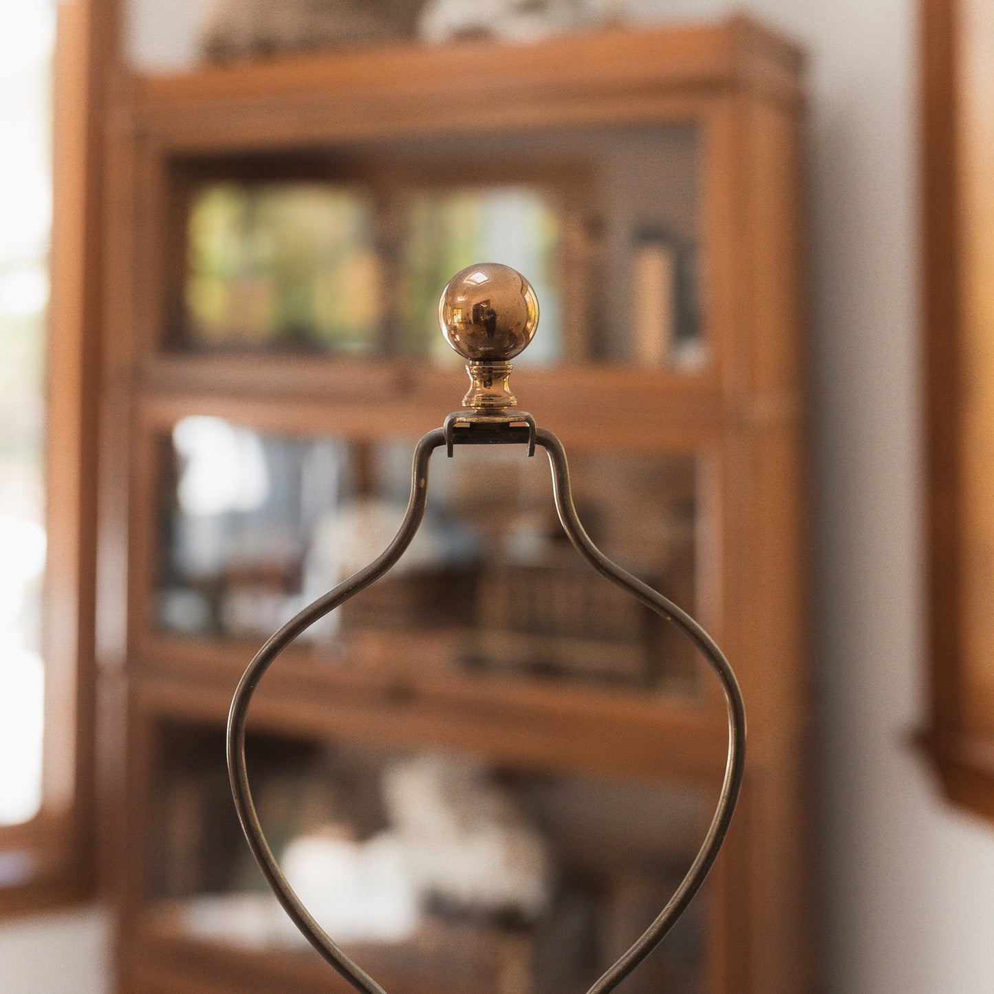 Vintage Alabaster Lamp with Brass Ball Finial