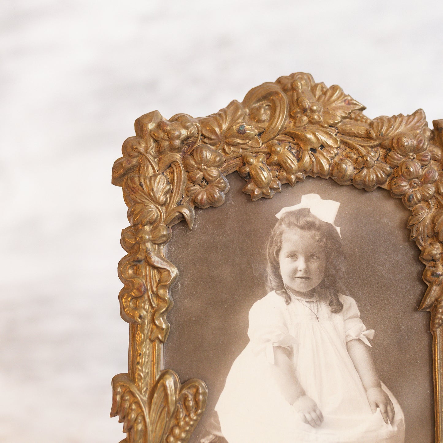 Antique Cast Metal Floral Frame