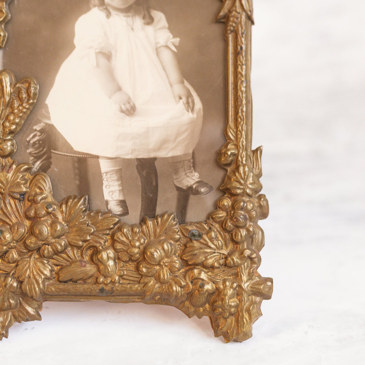 Antique Cast Metal Floral Frame