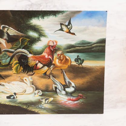 Antique Oil-on-Board Fowl Painting