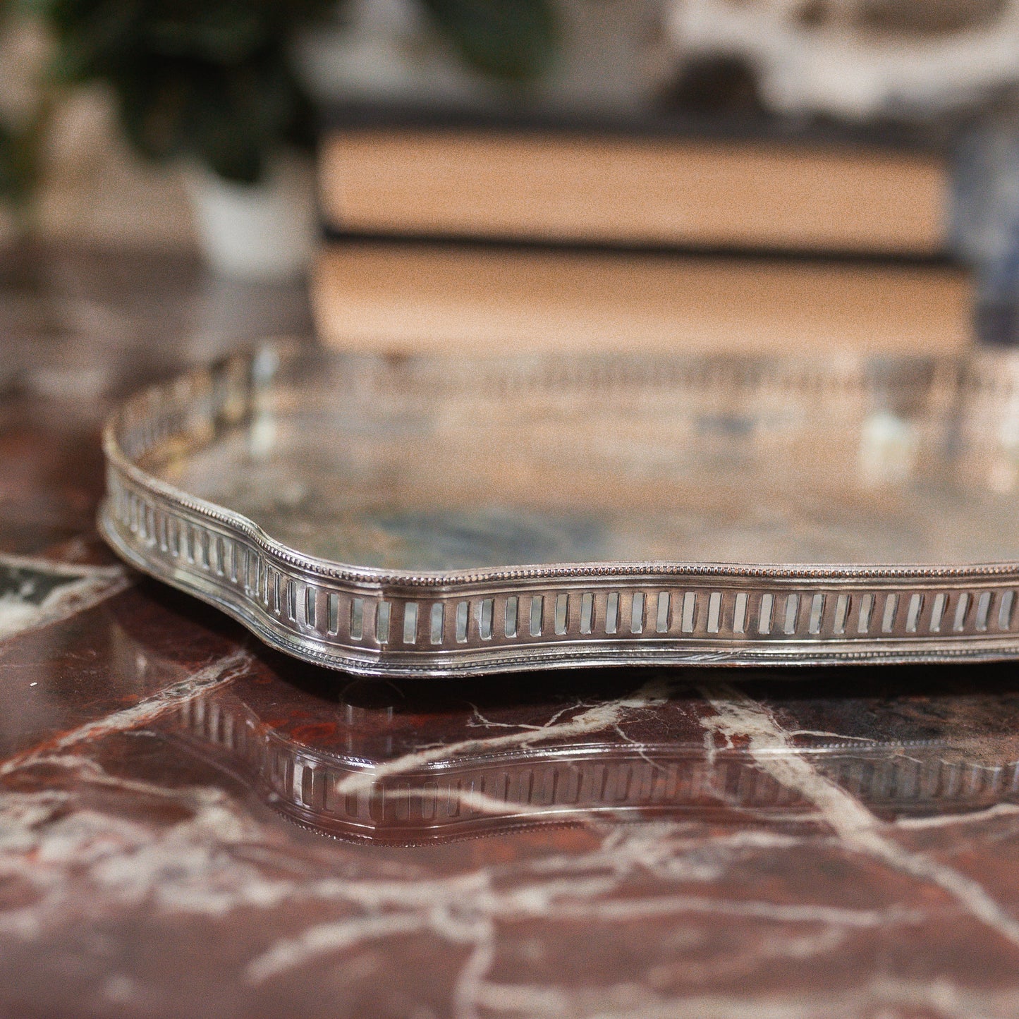 Antique Silver Gallery Edge Tray