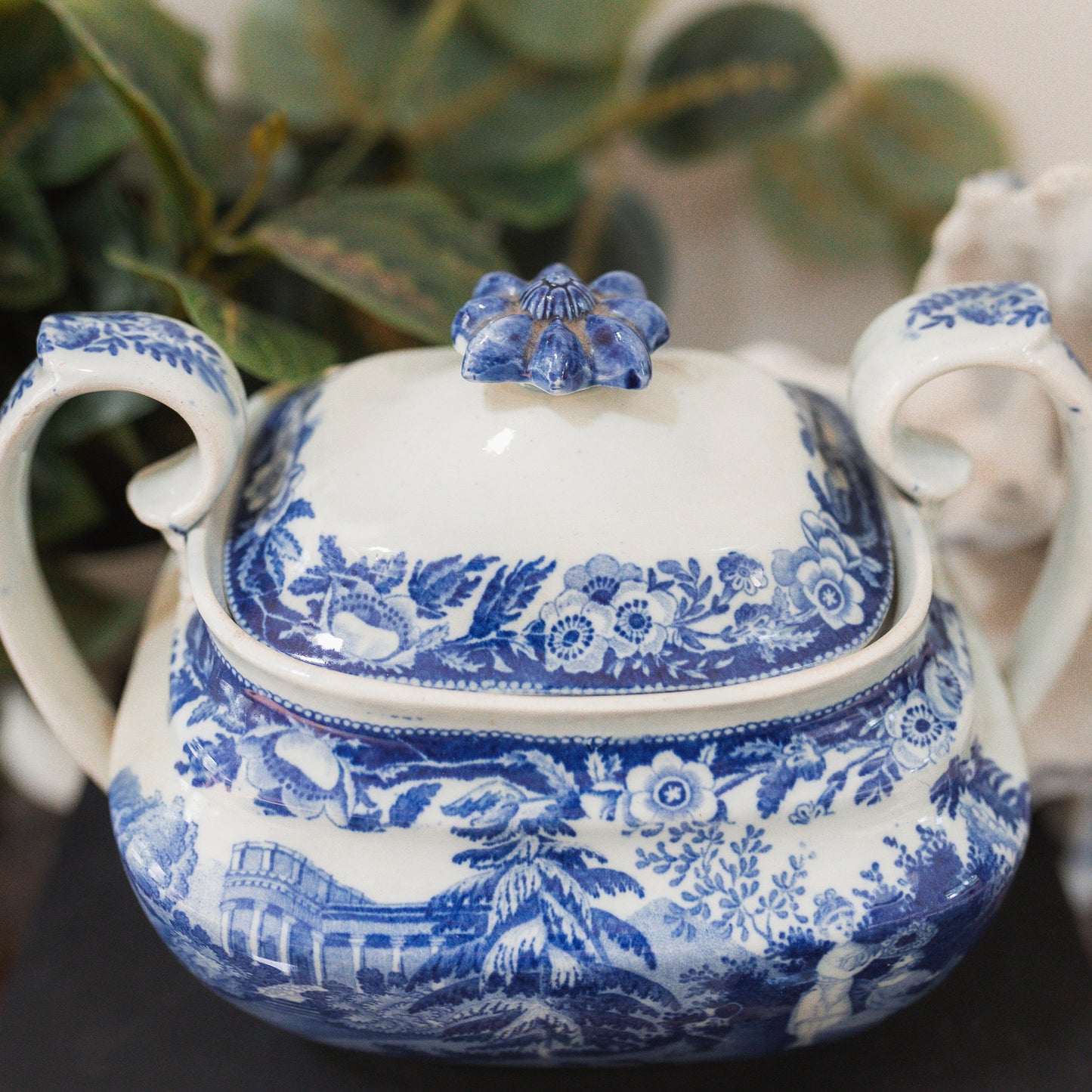 Antique Porcelain Lidded Sugar Bowl