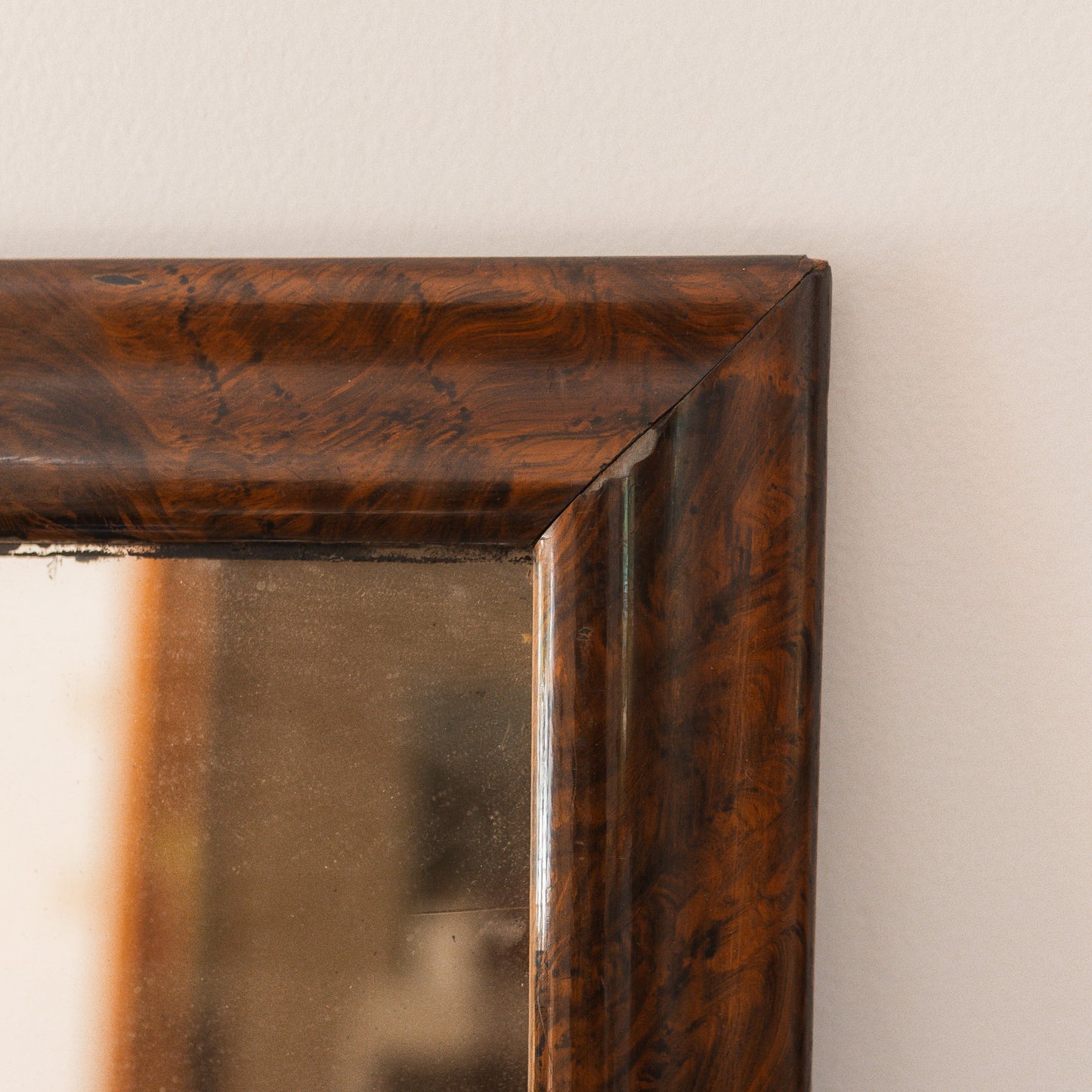 William and Mary Style Antique Burlwood Framed Mirror