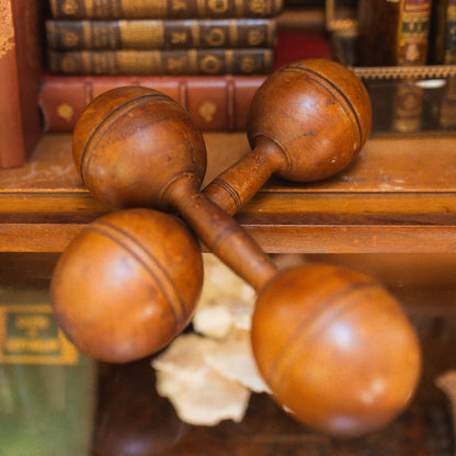 Antique Wooden 3/4 lb Dumbbells