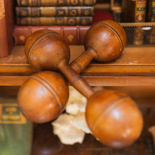 Antique Wooden 3/4 lb Dumbbells
