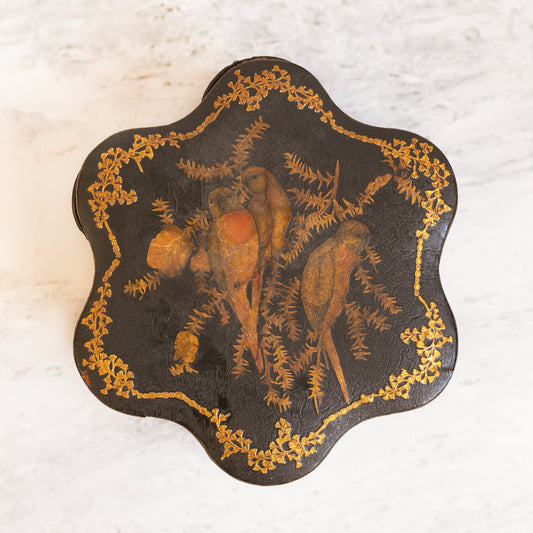 Antique Rotating Wooden Spice Box with Parrot Lid