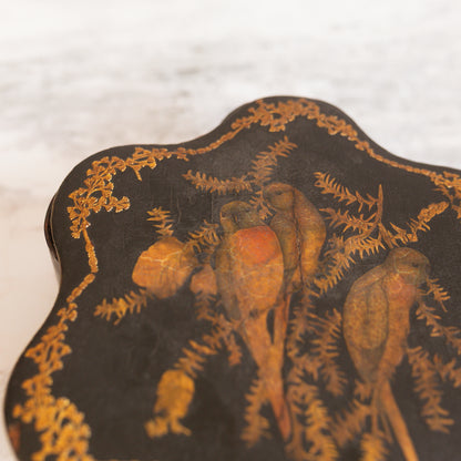 Antique Rotating Wooden Spice Box with Parrot Lid