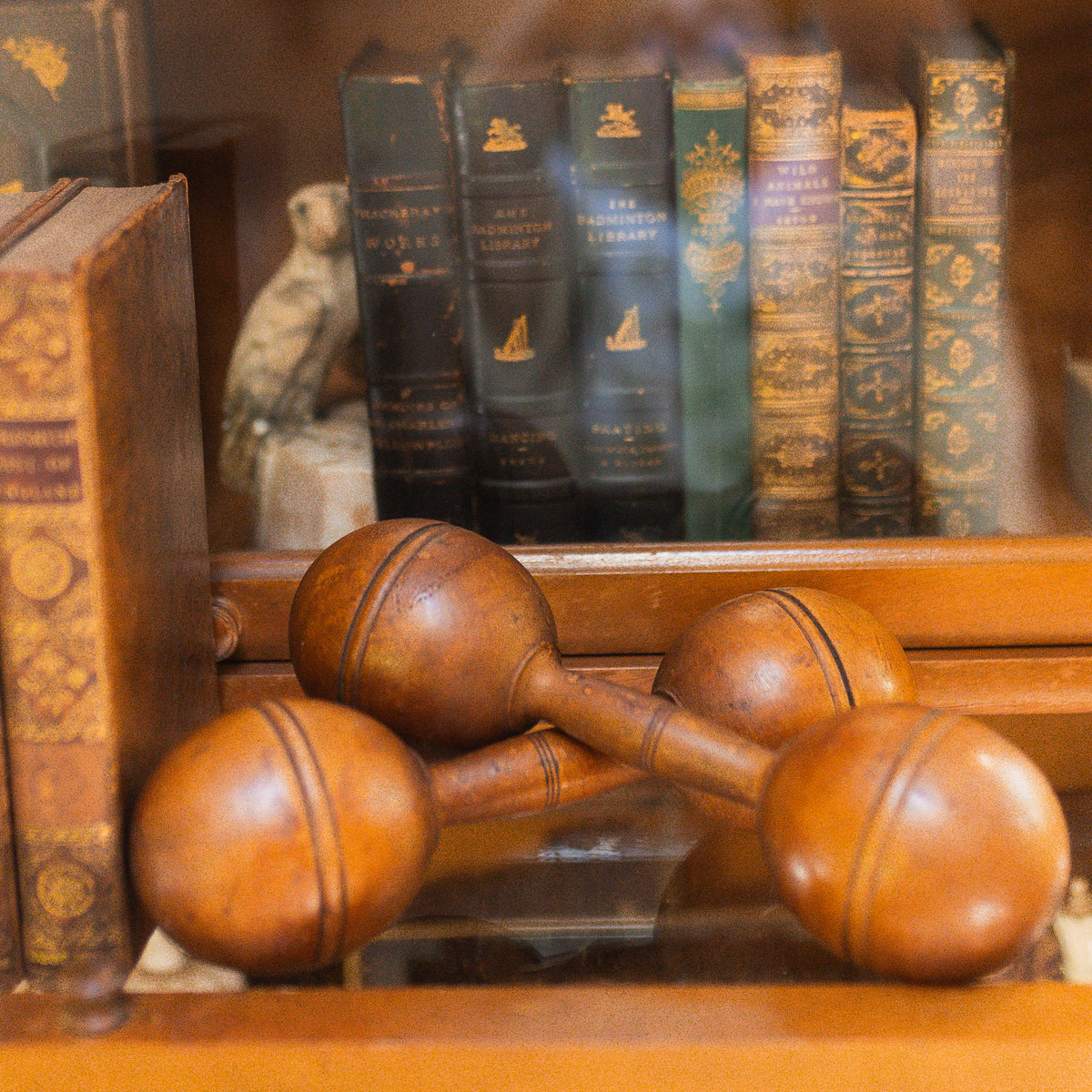 Antique Wooden 3/4 lb Dumbbells