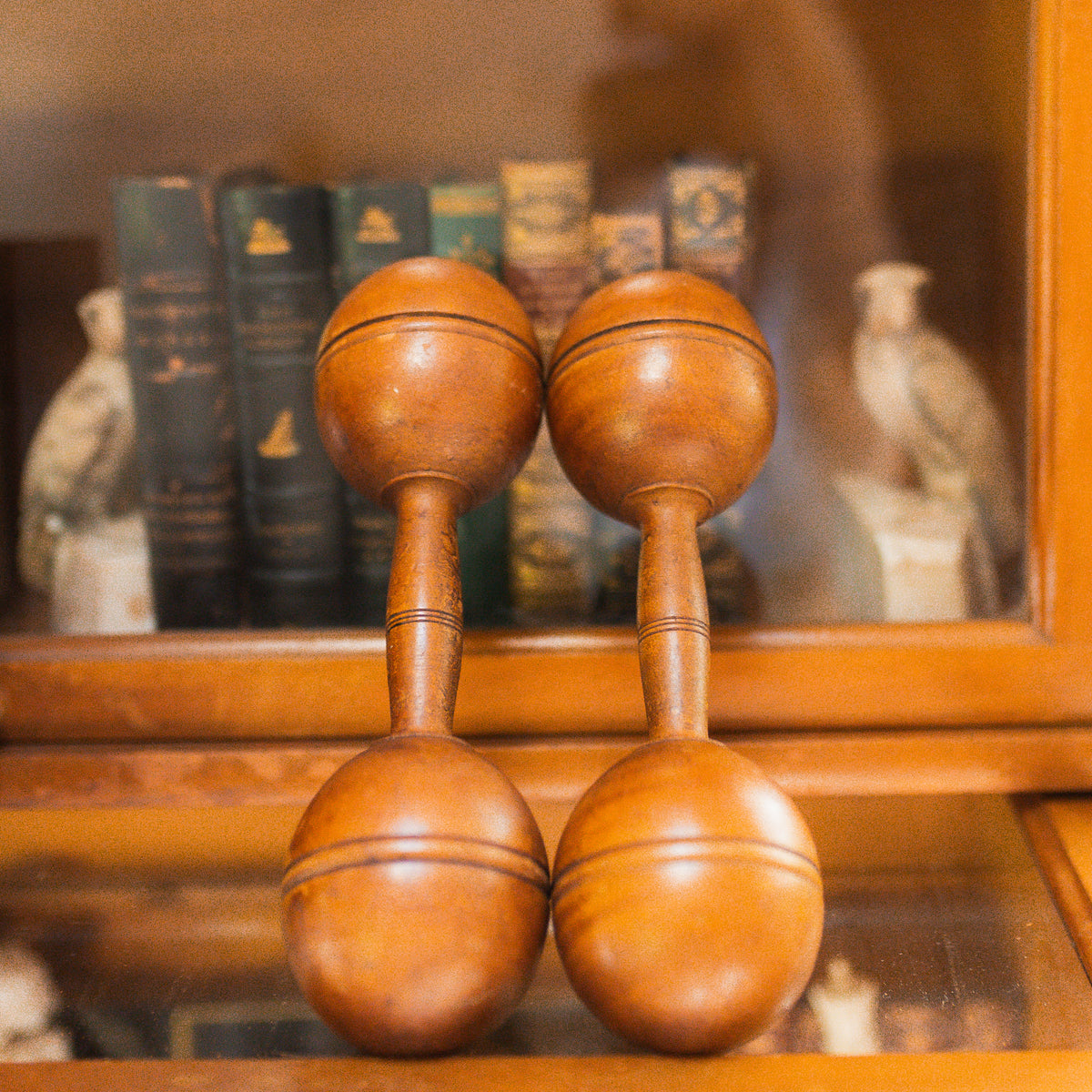 Antique Wooden 3/4 lb Dumbbells