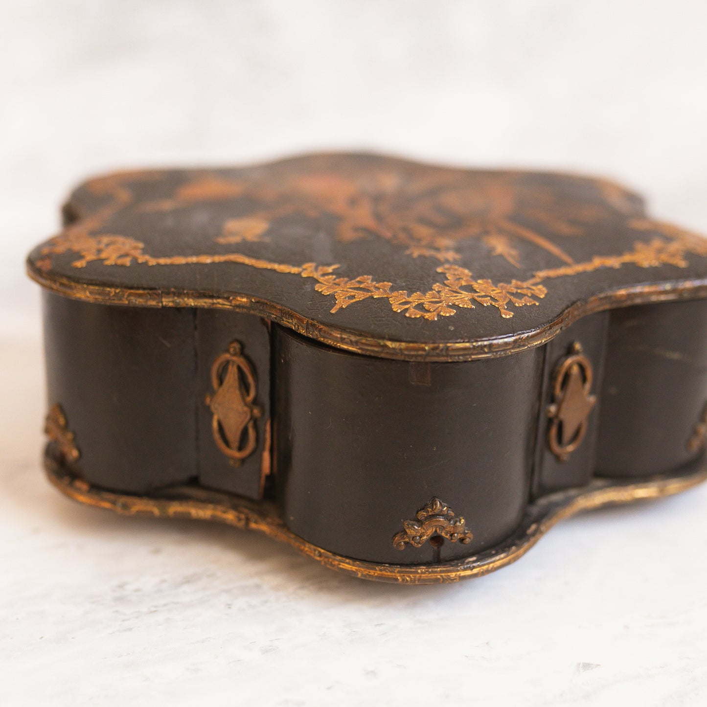 Antique Rotating Wooden Spice Box with Parrot Lid