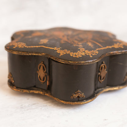 Antique Rotating Wooden Spice Box with Parrot Lid