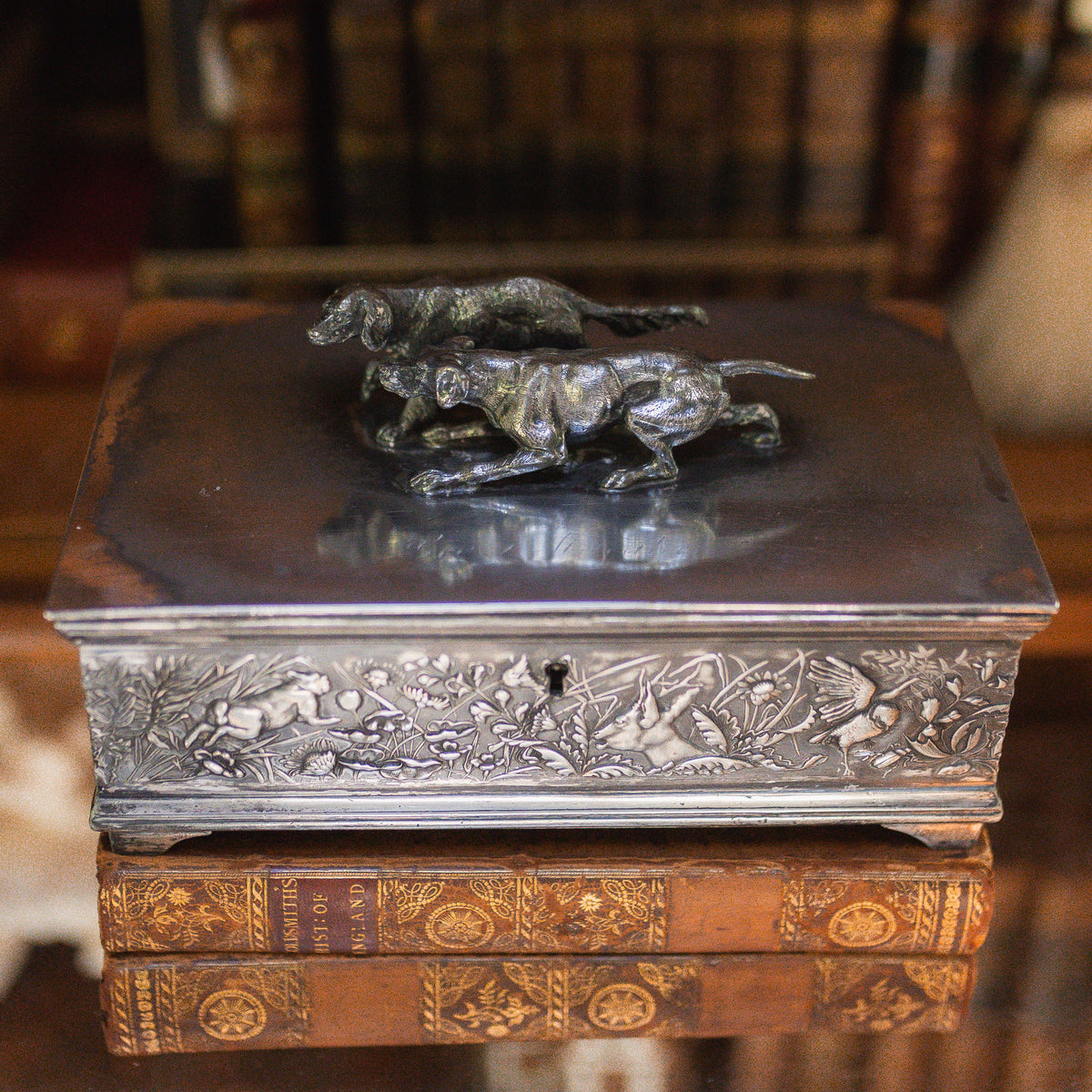 Antique Quadruple Silver Plated Humidor 1892