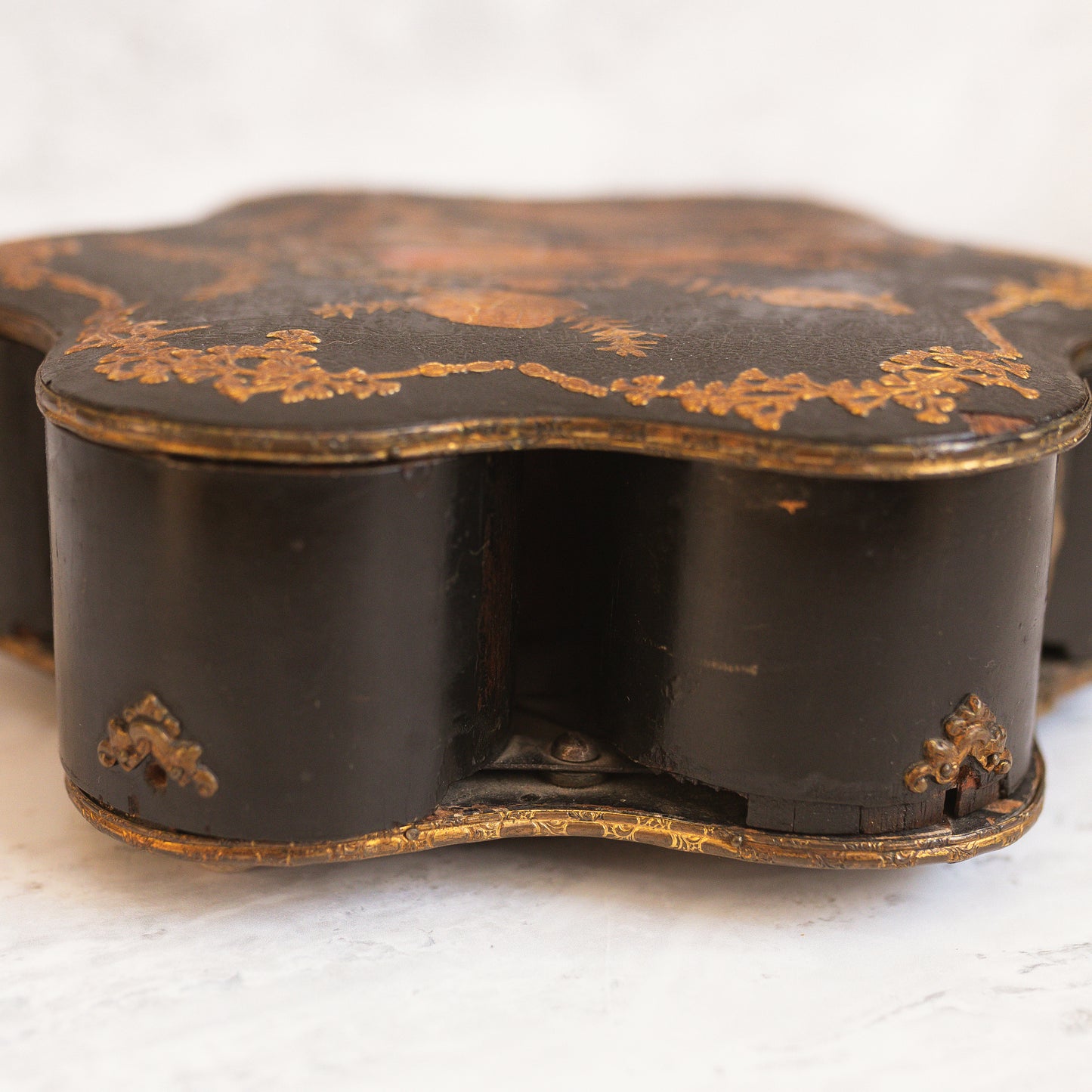 Antique Rotating Wooden Spice Box with Parrot Lid