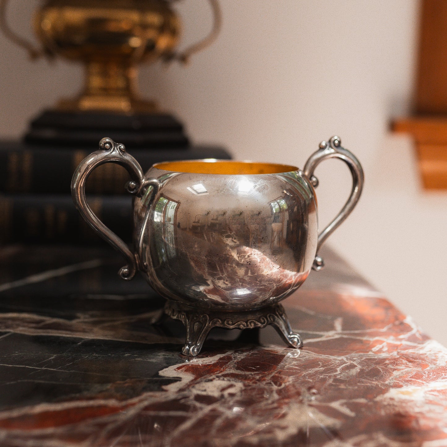 Silver Sugar Bowl Beeswax Candle