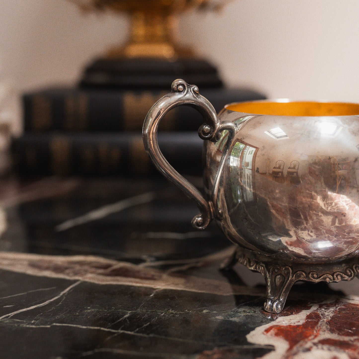 Silver Sugar Bowl Beeswax Candle