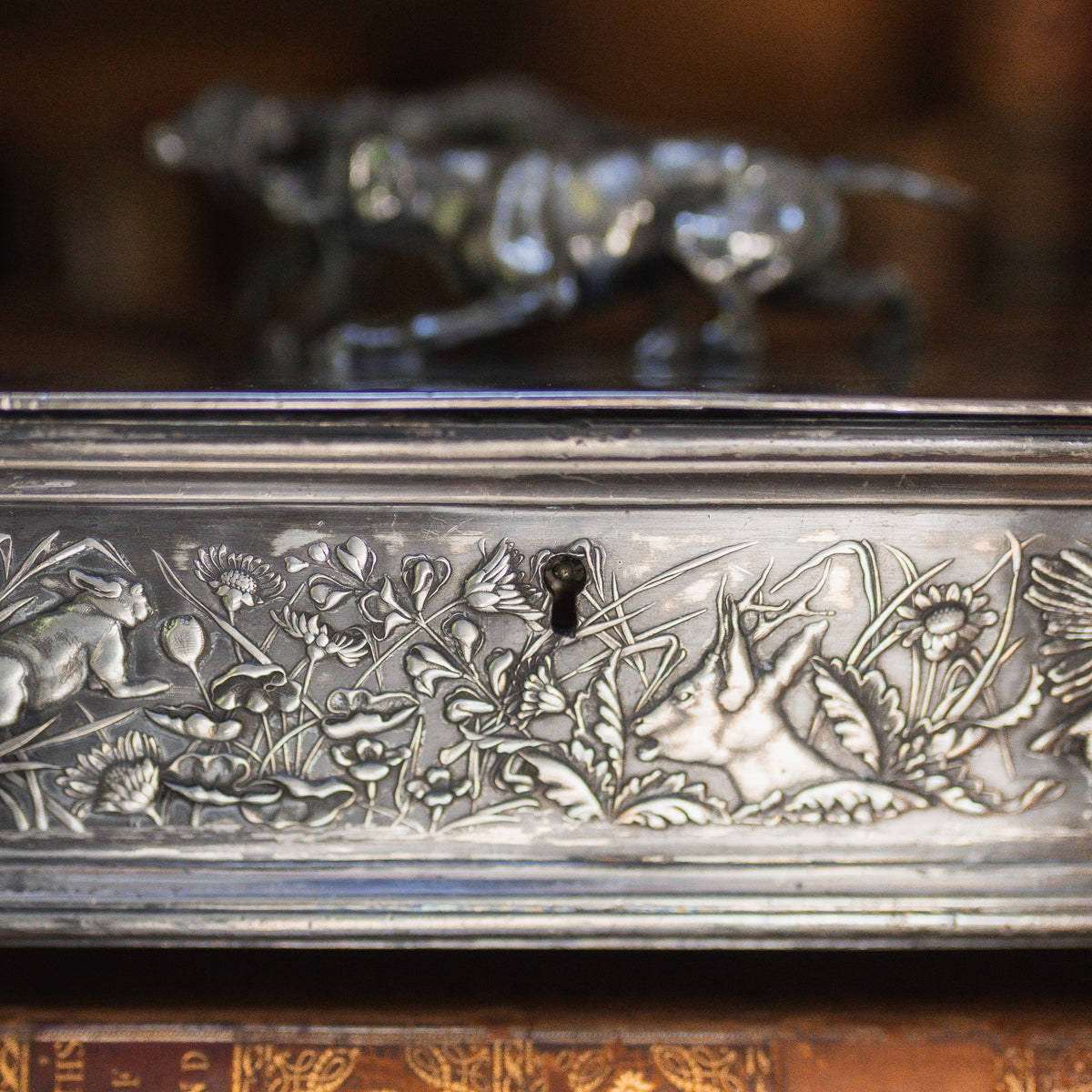 Antique Quadruple Silver Plated Humidor 1892
