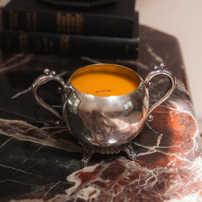 Silver Sugar Bowl Beeswax Candle