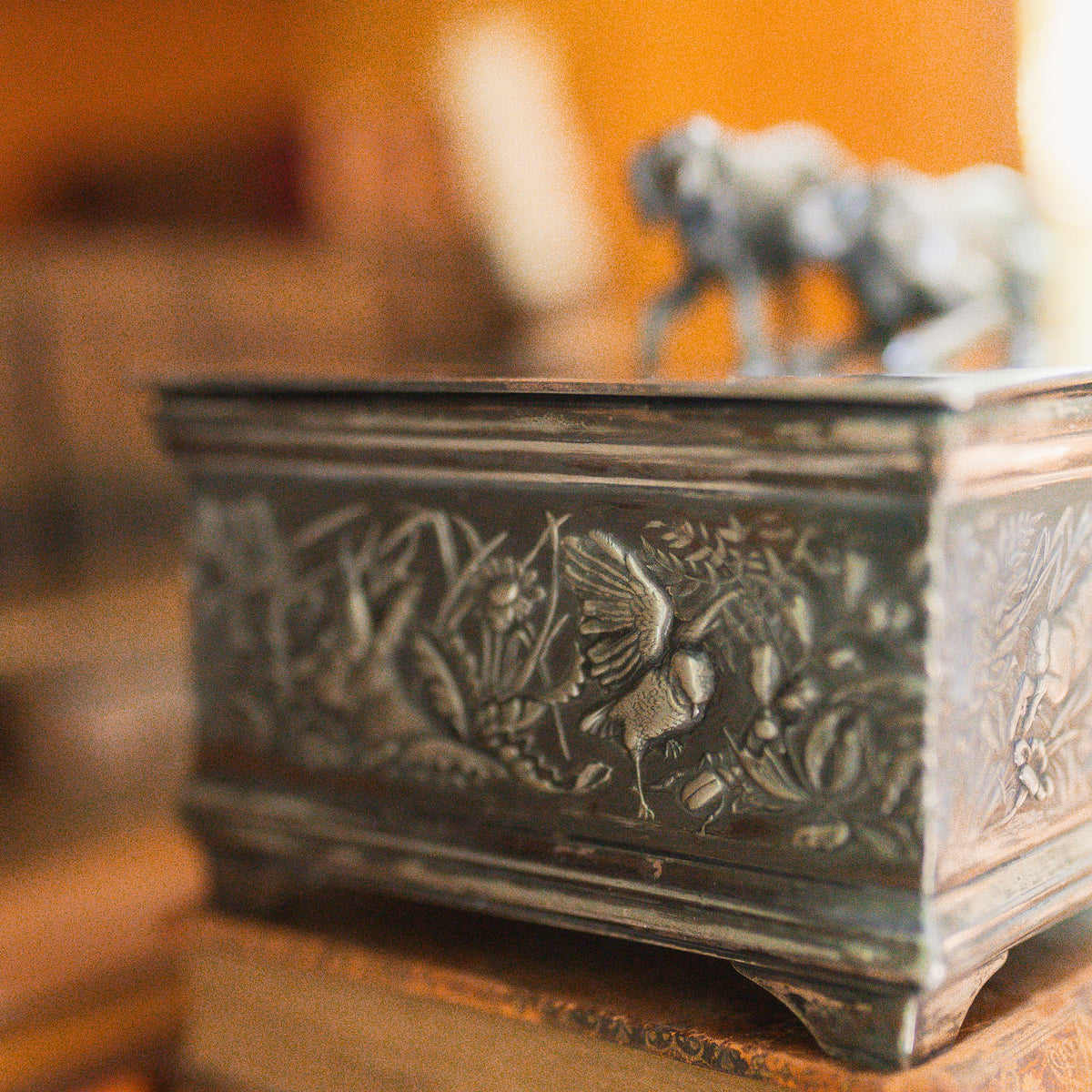 Antique Quadruple Silver Plated Humidor 1892