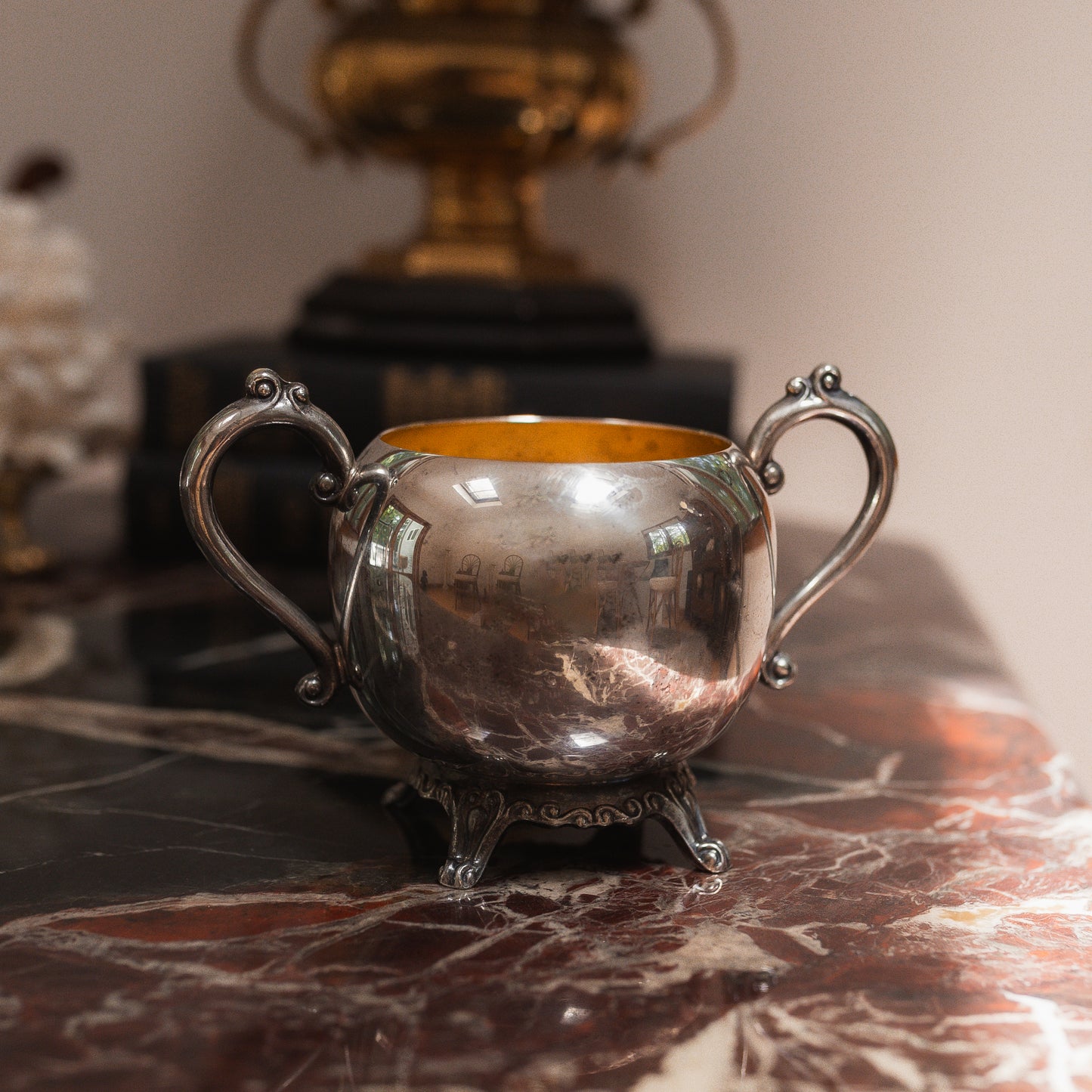 Silver Sugar Bowl Beeswax Candle