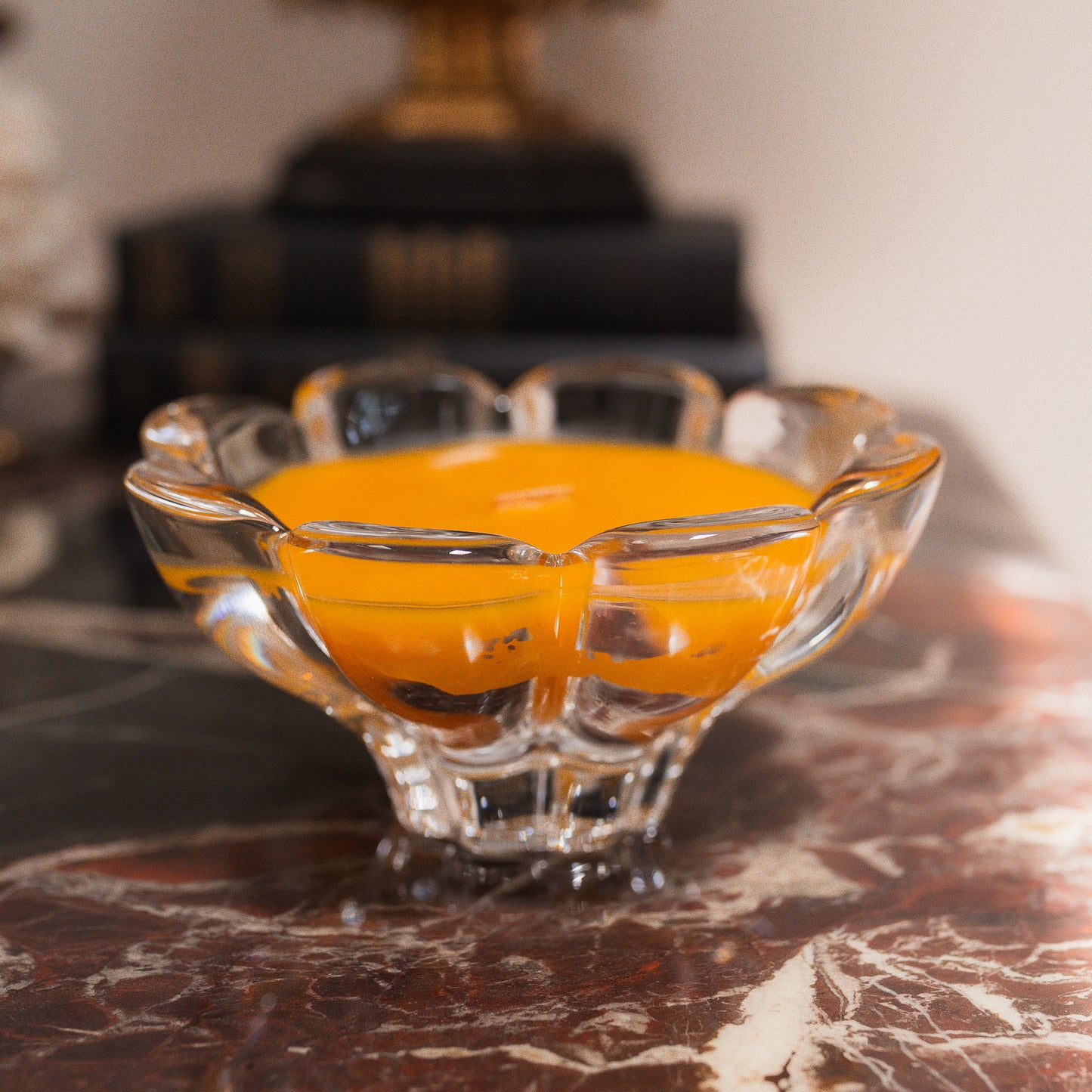 Floral Mikasa Crystal Beeswax Candle