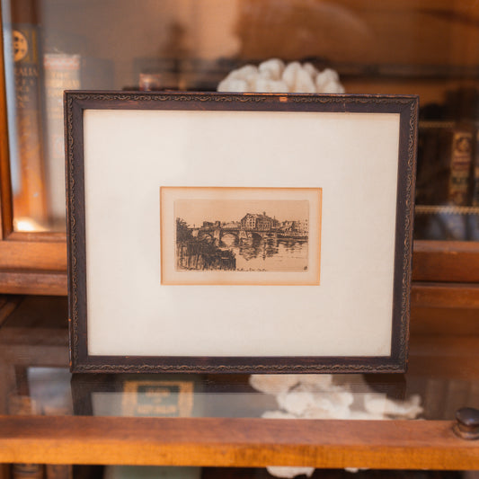 Framed Etching of The River Dee