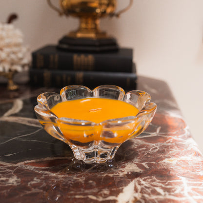 Floral Mikasa Crystal Beeswax Candle