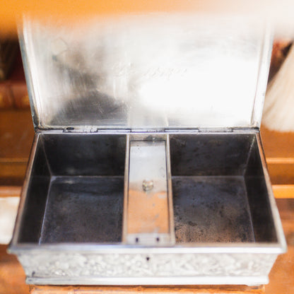 Antique Quadruple Silver Plated Humidor 1892