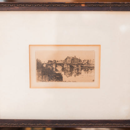 Framed Etching of The River Dee
