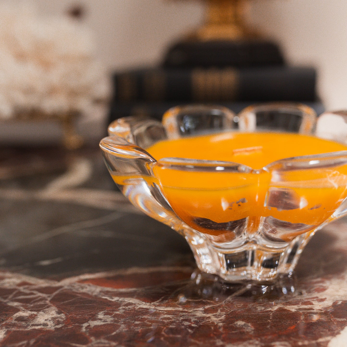 Floral Mikasa Crystal Beeswax Candle