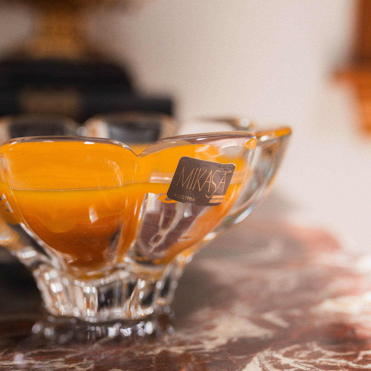 Floral Mikasa Crystal Beeswax Candle