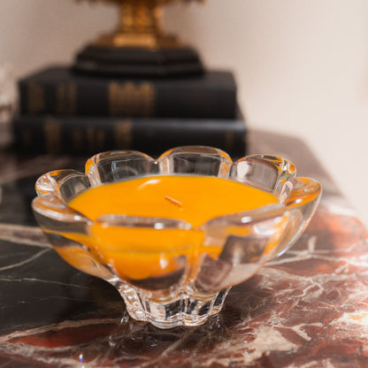 Floral Mikasa Crystal Beeswax Candle