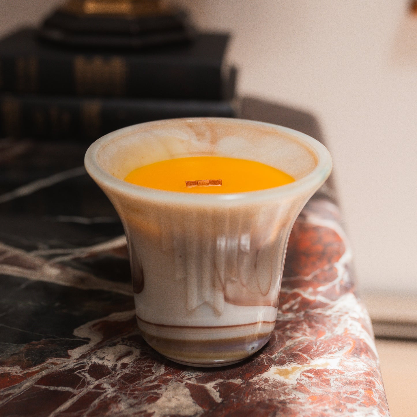 Amethyst Slag Glass Beeswax Candle