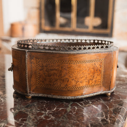 Edwardian Jardinière with Marquetry and Bird’s Eye Maple Panels