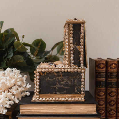 Vintage Sailor Sea Shell Clock & Jewelry Box