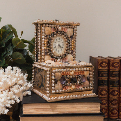 Vintage Sailor Sea Shell Clock & Jewelry Box