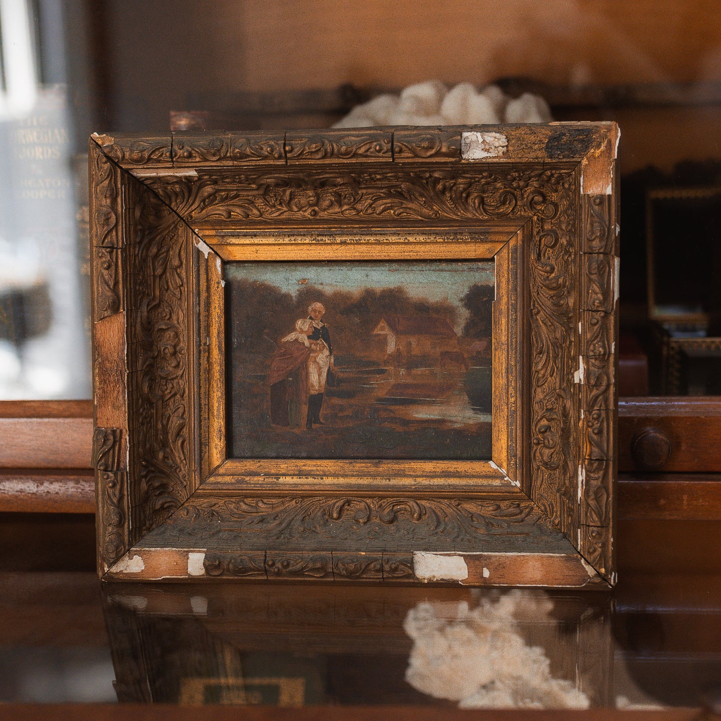 Antique Oil Painting Of Revolutionary War Soldier On Canvas